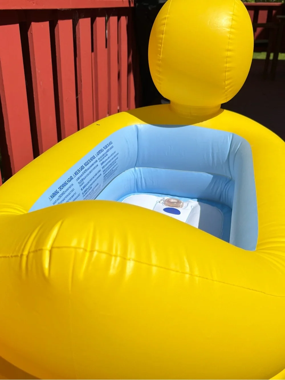 Yellow Inflatable Baby Pool with Light Blue Interior. Used for bathing /party